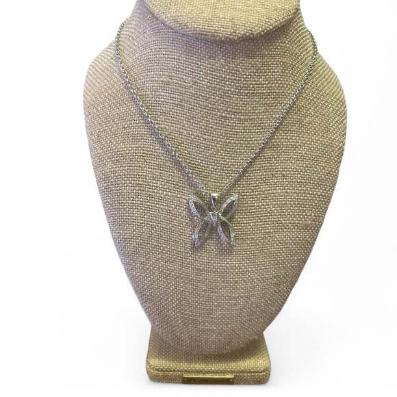 Cookie Lee Silver Butterfly Pendant Necklace - Picture 1 of 2
